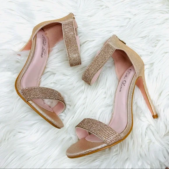 Champagne shimmer rhinestoned heel - Picture 3 of 7